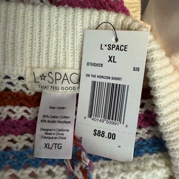 L*Space On The Horizon Striped Shorts Swim Cover-Up NWT Size XL - Picture 6 of 6